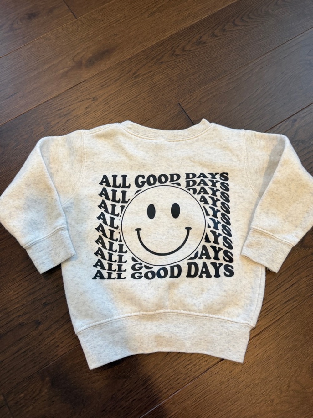 Kids Crewneck Sweatshirt - 'All Good Days' in Light Gray Size 2T - C39-026 - Picture 3 of 3